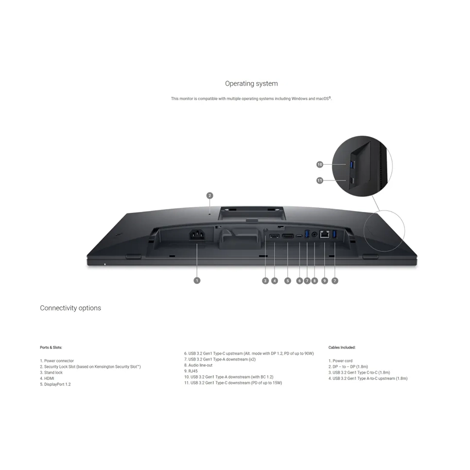 dell p2424ht touch PORT مانیتور دل لمسی 24 اینچ IPS مدل Dell P2424HT